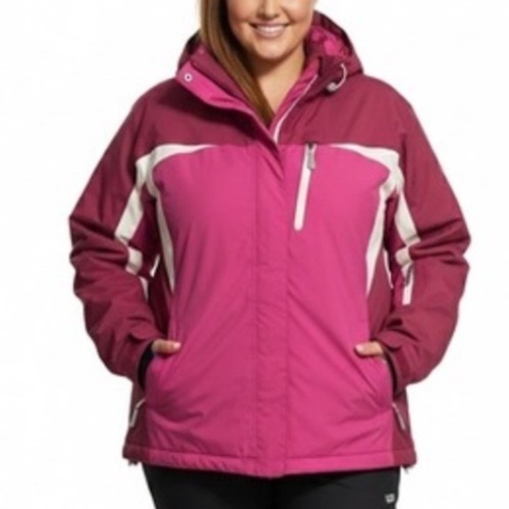 LL Bean Wildcat Ski Jacket Womens XL Pink Burgundy Insulated Hooded Snow Coat - Picture 1 of 10